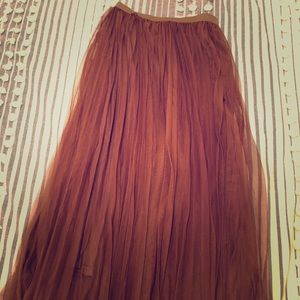 Midi length chocolate brown tulle skirt